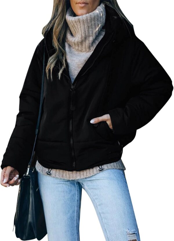 Women's 2024 Winter Full Zipper Hooded Puffer Jacket Short Coat with Pockets