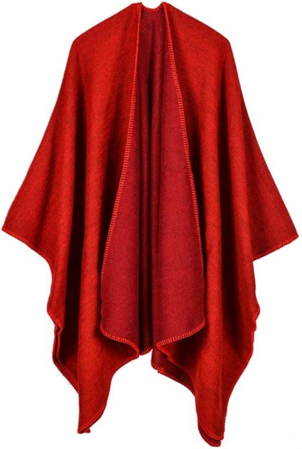 Women Winter Knitted Faux Cashmere Poncho Capes Plus Size Shawl Cardigans Sweater Coat