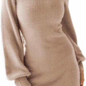 Women's 2024 Mock Neck Ribbed Long Sleeve Bodycon Pullover Cute Mini Sweater Dress