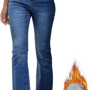 Bootcut Jeans for Women High Waist Stretchy Fleece Lined Pants Flare Jeans Denim Thermal Pants Winter Clothes