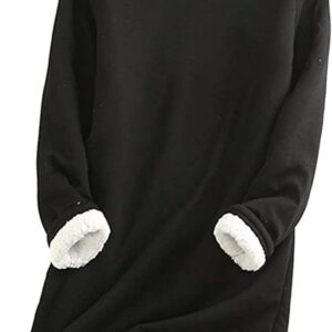 Women Warm Sherpa Lined Fleece Crewneck Sport Sweatshirt Pullover Loungewear