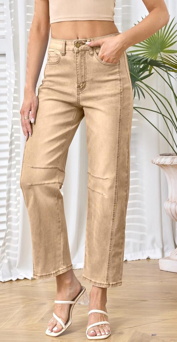Women's Barrel Jeans for Women Wide Leg Mid Rise Stretchy Loose Denim Ankle Pants Y2k Baggy Boyfriend Jeans
