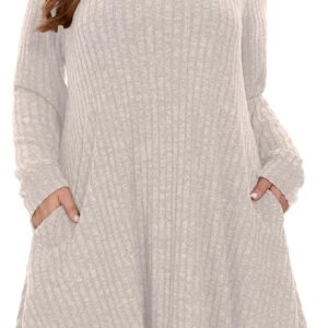 Sweater Dress Plus Size Dresses Crew Neck Long Sleeve Casual Fall Winter Tunic Dress Pockets
