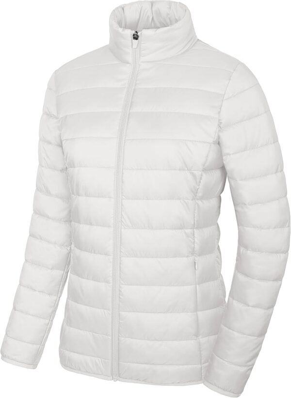 Women's Puffer Jacket Lightweight Quilted Padded 4 Pockets Zip-up Stand-collar Winter Fleece Coat