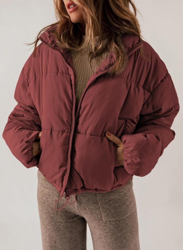 Women's Winter Quilted Jackets Long Sleeve Full Zip Puffer Jacket Coats with Pockets