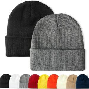 2 Packs Unisex Beanie Hats for Wo Knit Winter Beanies