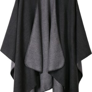 Women's Color Block Shawl Wrap Open Front Poncho Cape